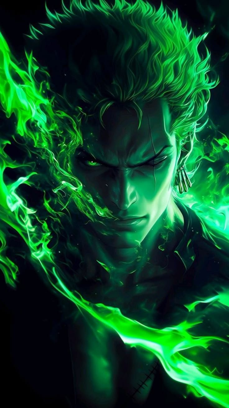 Zoro Neon Green Flames