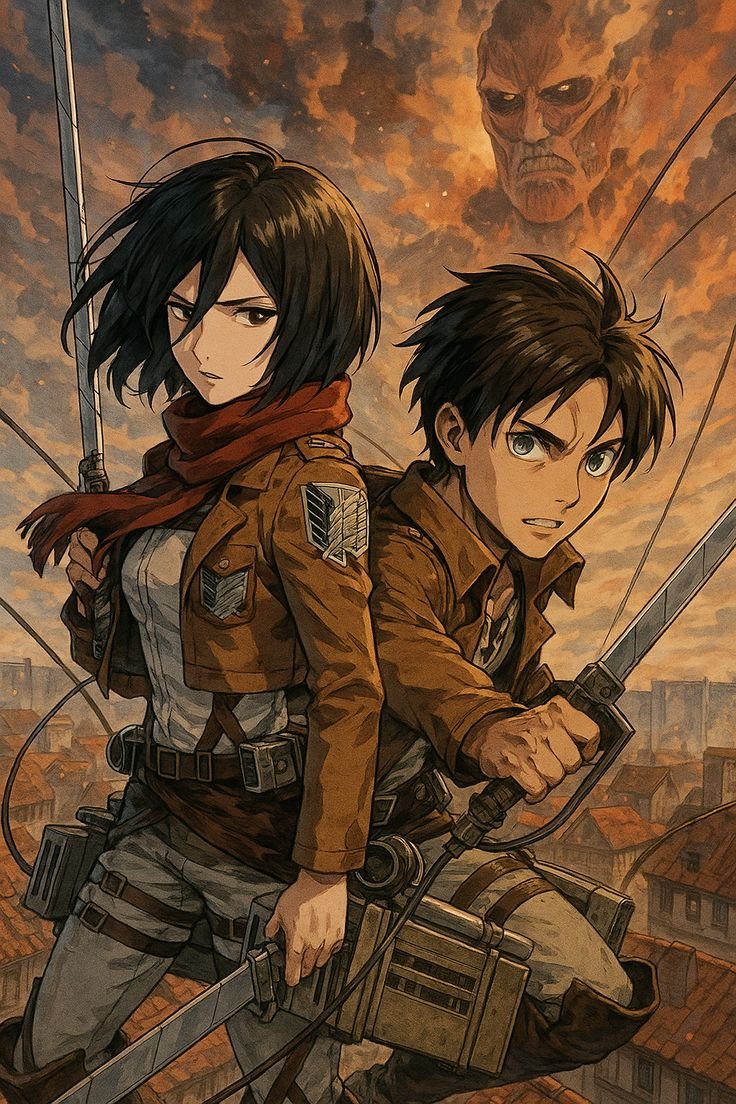 Eren And Mikasa — portrait composition
