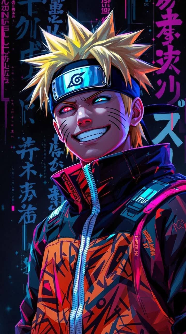 Neon Grinning Naruto