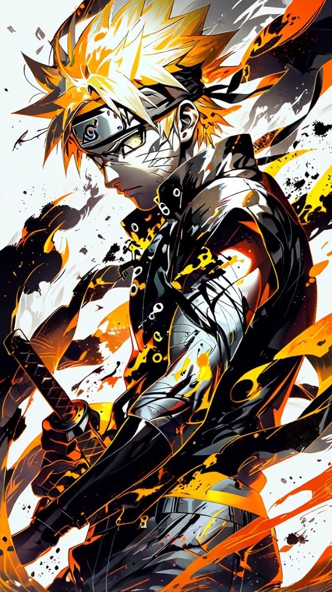 Fiery Naruto With Katana