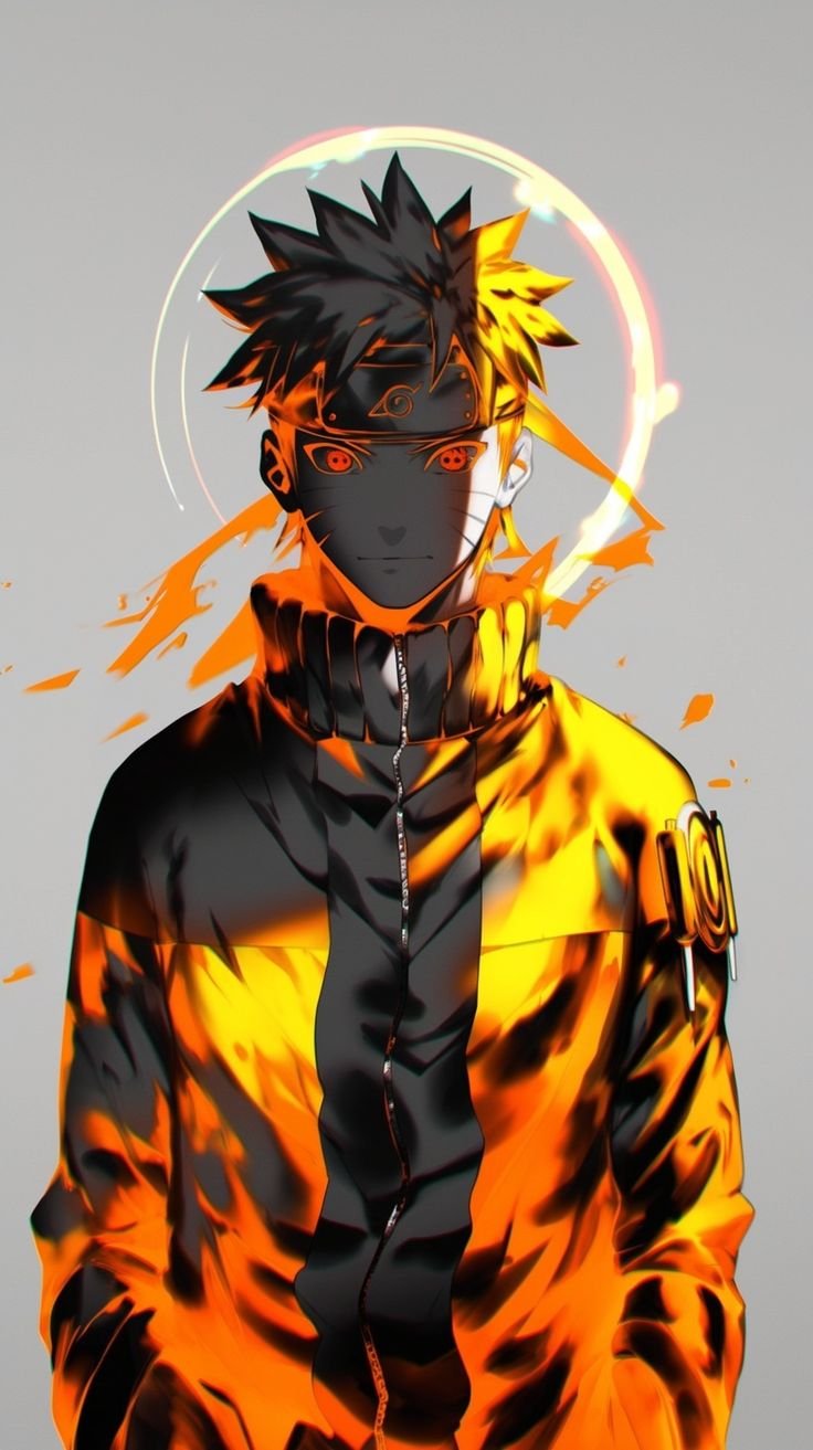Fiery Naruto Silhouette