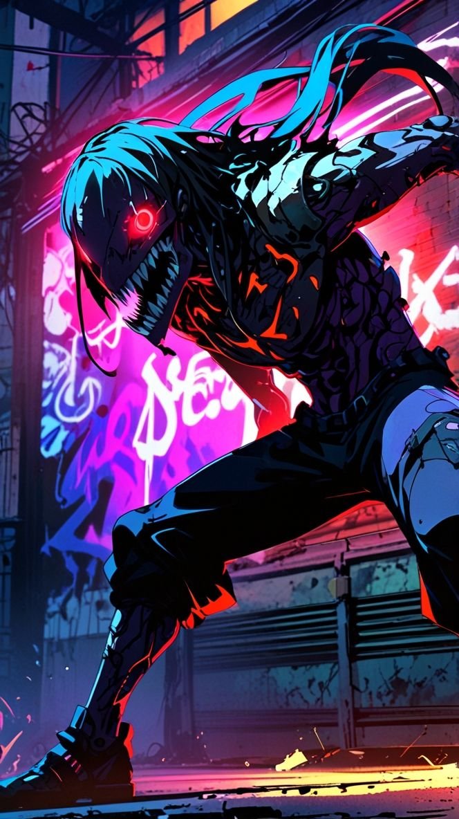 Neon Cyber Ghoul Warrior