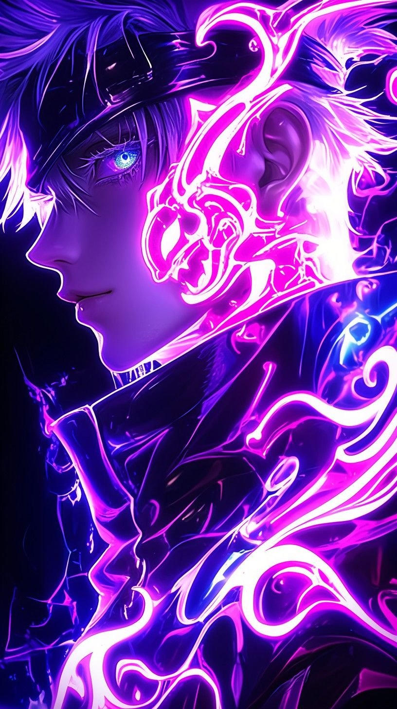 Purple Neon Anime Profile — portrait composition