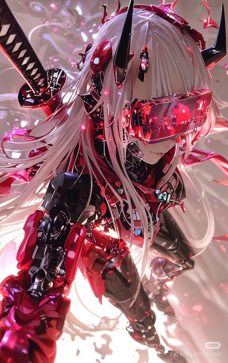 Cybernetic Oni Girl — portrait composition