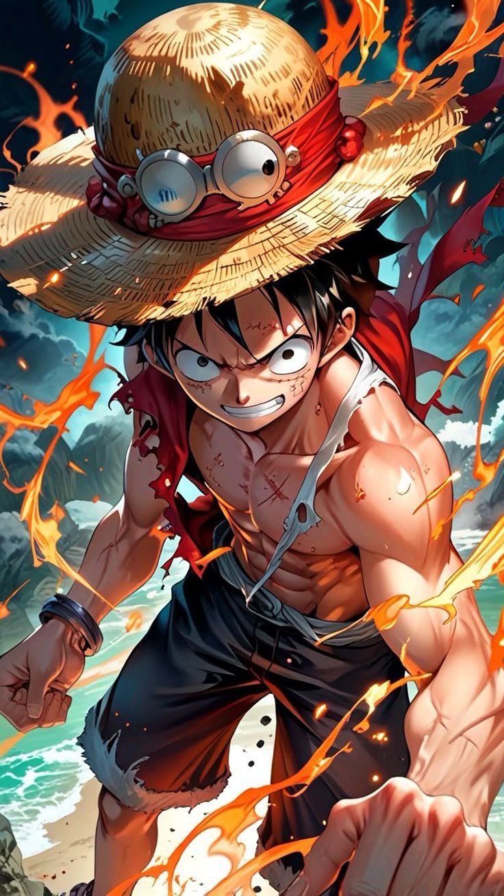 Luffy Fire Beach Pose