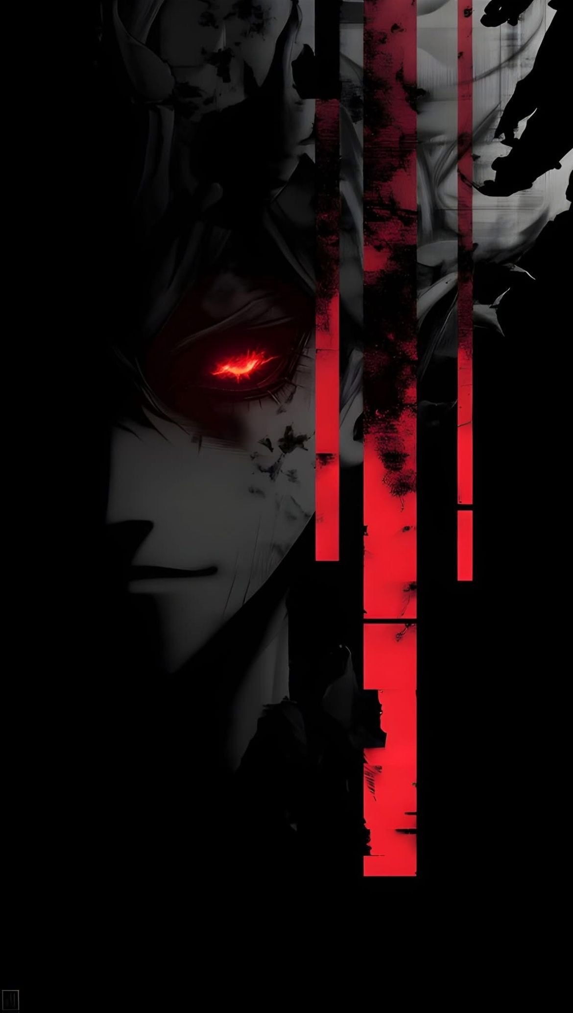 Dark Red Eye Anime Face