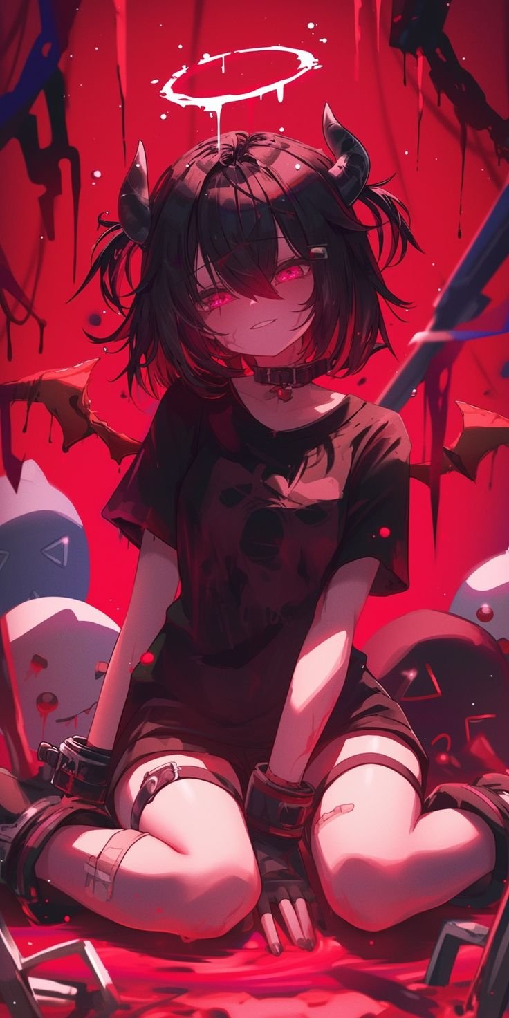 Horned Girl Red Halo