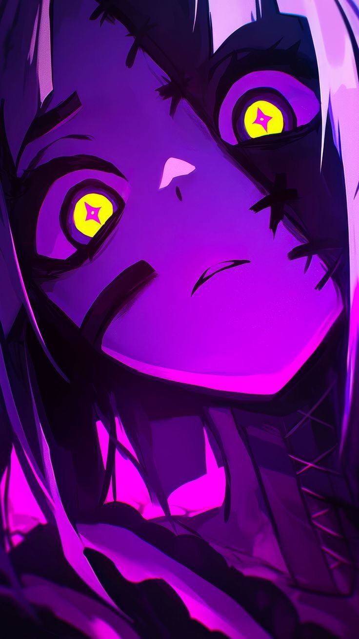 Stitched Neon Purple Girl — portrait composition