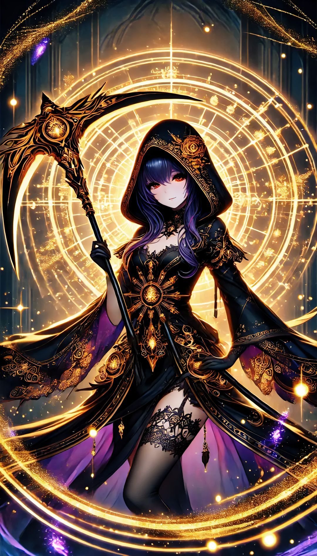 Gothic Scythe Girl — portrait composition
