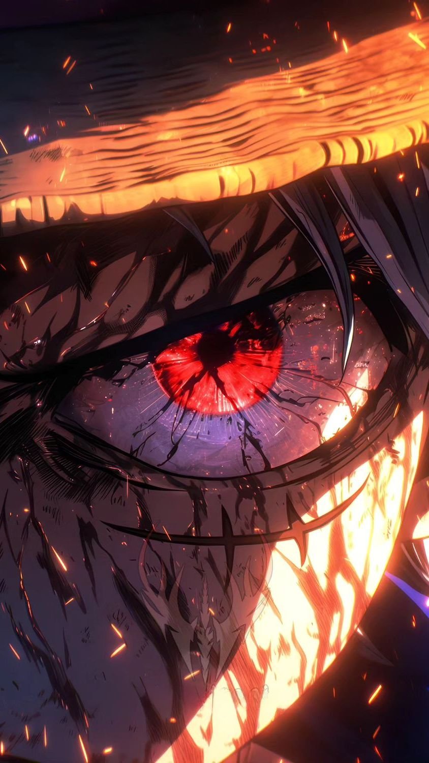 Fiery Anime Eye Close Up