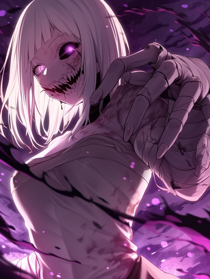 Purple Eyes Horror Girl — portrait composition